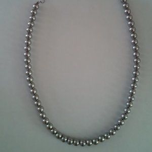 Silver Bead Necklace Strong Magnetic Latch Unworn 21 1/2" Total Unlatch Length